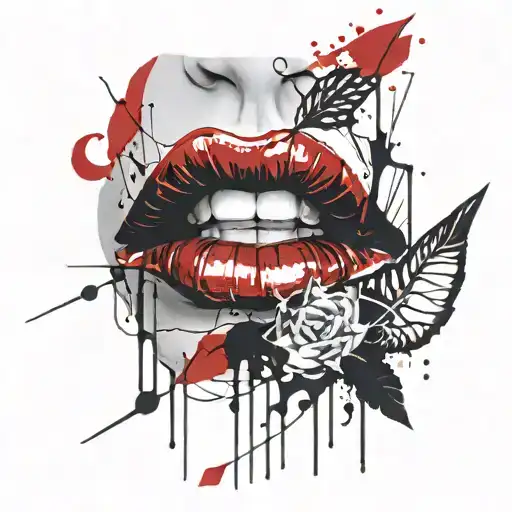 Red lips tattoo design idea
