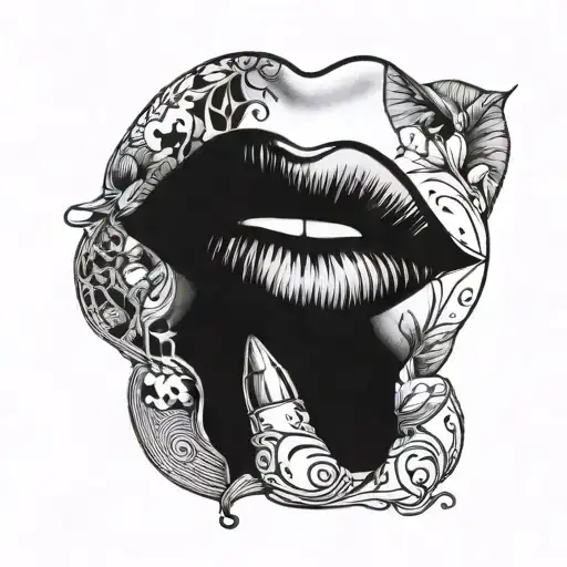 Red lips tattoo design idea