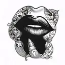 Red lips tattoo design idea
