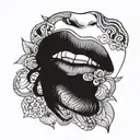 Red lips tattoo design idea