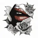 Red lips tattoo design idea