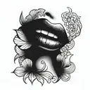 Red lips tattoo design idea