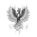 A phoenix rising from the ashes with music notes in its wings tattoo design idea