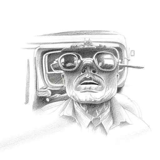 man at the window of a Jeep Cherokee  tattoo design idea