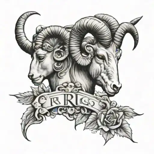 aries and virgo star sign tattoo design idea