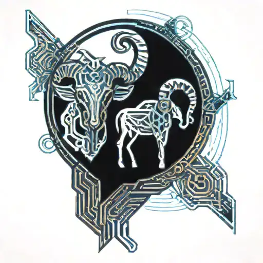 Aries and virgo zodiac sign tattoo design idea