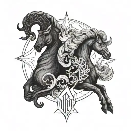 Virgo and Aries zodiac sign tattoo design idea