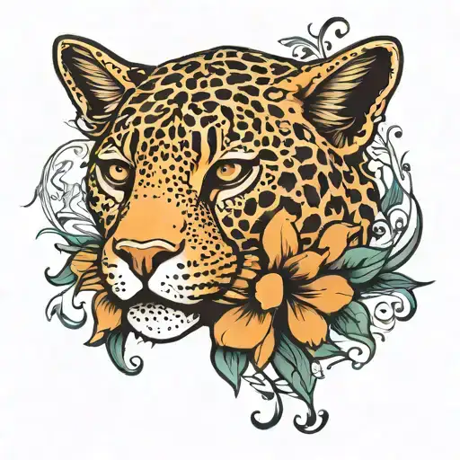 flower jaguar print around it  tattoo design idea