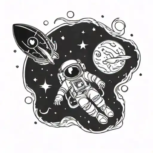 astronaut riding a chilli pepper tattoo design idea