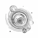 thin line spiralling galaxy tattoo design idea