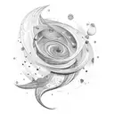 thin line spiralling galaxy tattoo design idea