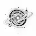 thin line spiralling galaxy tattoo design idea