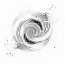 thin line spiralling galaxy tattoo design idea