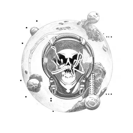 Dead Astronaut side view tattoo design idea