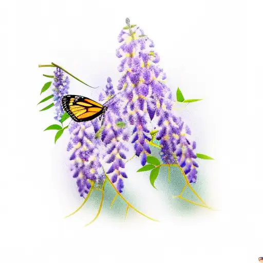 wisteria with butterfly tattoo design idea