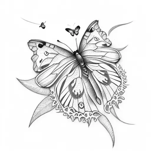 wisteria with butterfly tattoo design idea