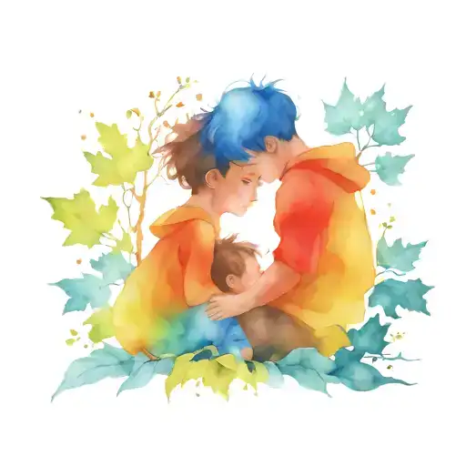Plane tree and children boy tattoo design idea