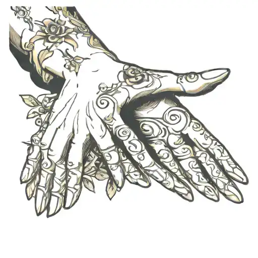 hands reaching towards tattoo design idea