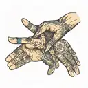 hands reaching towards tattoo design idea