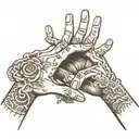 hands reaching towards tattoo design idea