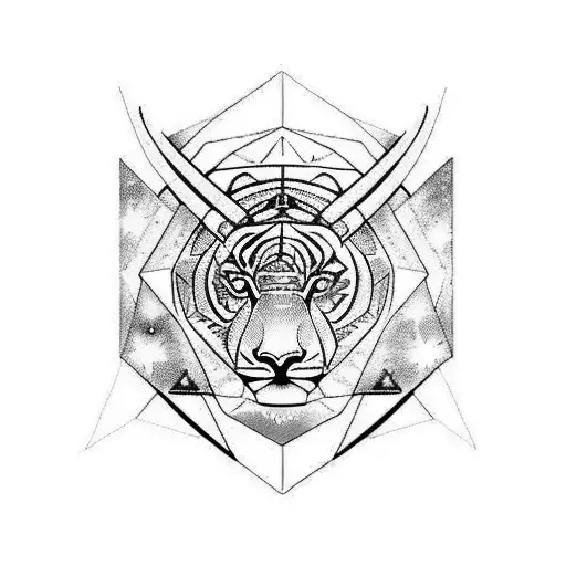 Aries Sagittarius Leo astrology fiery grand trine with tiger face in middle tattoo design idea