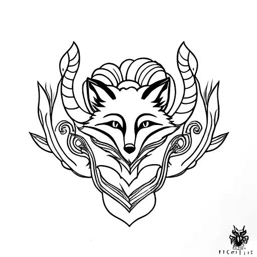fox ninetail tattoo design idea