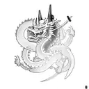 Samurai and Dragon tattoo design idea
