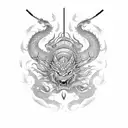 Samurai and Dragon tattoo design idea