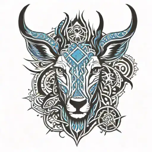 impala face front view with stars blue details tattoo design idea