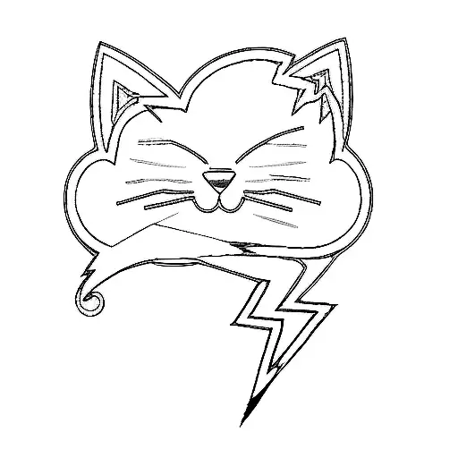 A cloud with cat ears and a lightning bolt tattoo design idea