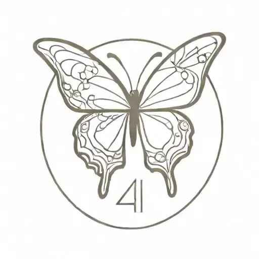 butterfly and the number 41 logos incorporated tattoo design idea