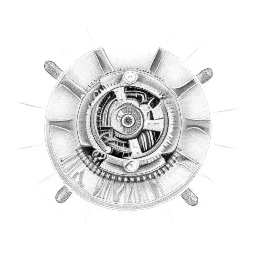 A detailed and realistic engine tattoo with gears and pistons tattoo design idea