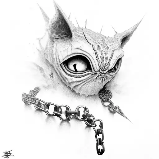spawn with eyes and chains everywhere  tattoo design idea