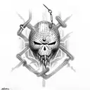 spawn with eyes and chains everywhere  tattoo design idea