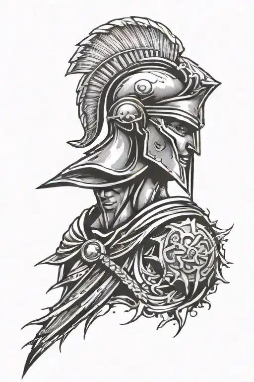 Spartan tatoo design representing strength inspired tattoo design idea