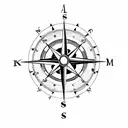 A minimalist compass with the initials of your sons, Kayan and Kosta, representing your guiding love tattoo design idea