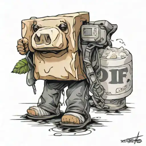 tofu with pants tattoo design idea