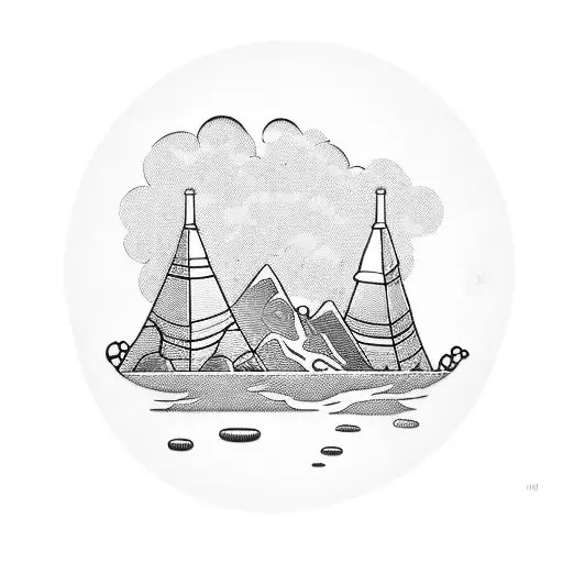 A blackwork tattoo featuring a comic strip panel of an engineer exploring different vacation destinations tattoo design idea