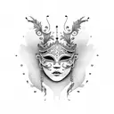 Venetian mask music note tattoo design idea