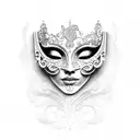 Venetian mask music note tattoo design idea
