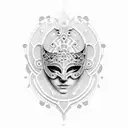 Venetian mask music note tattoo design idea