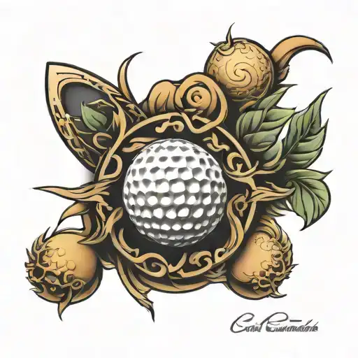 golf ball transforming tattoo design idea