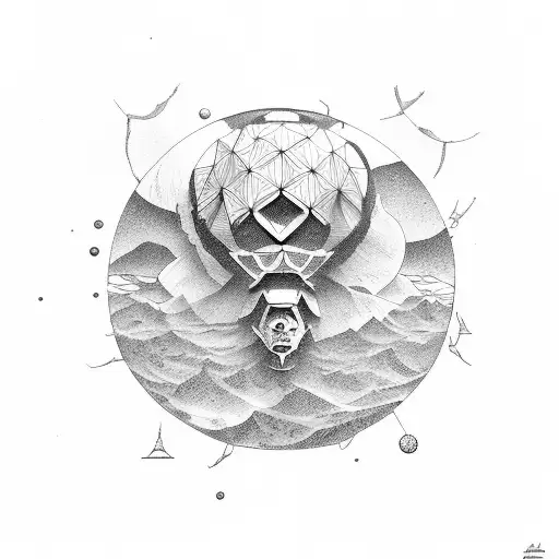 Titan Atlas on the map of egean sea tattoo design idea