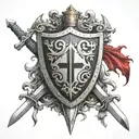 Knights Templar shield with two crossed swords tattoo design idea