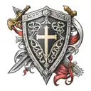 Knights Templar shield with two crossed swords tattoo design idea