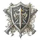 Knights Templar shield with two crossed swords tattoo design idea