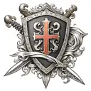 Knights Templar shield with two crossed swords tattoo design idea