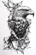 broken glass with eagle face tattoo design idea