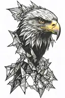 broken glass with eagle face tattoo design idea