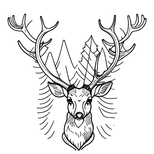 deer antlers no head tattoo design idea